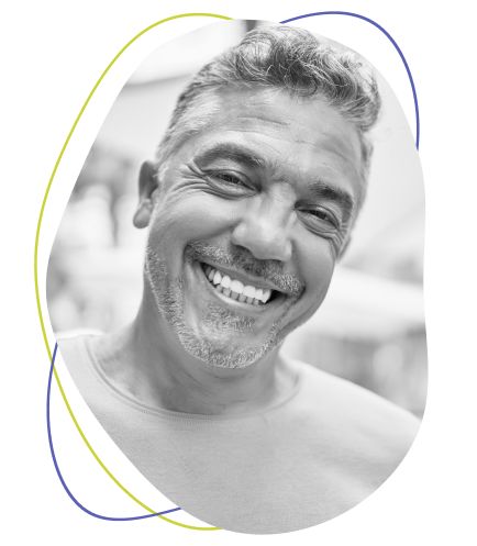 depression - smiling man in black and white