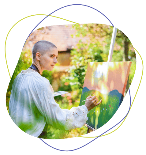 woman painting outside